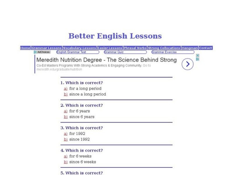 ESL: For or Since? Interactive