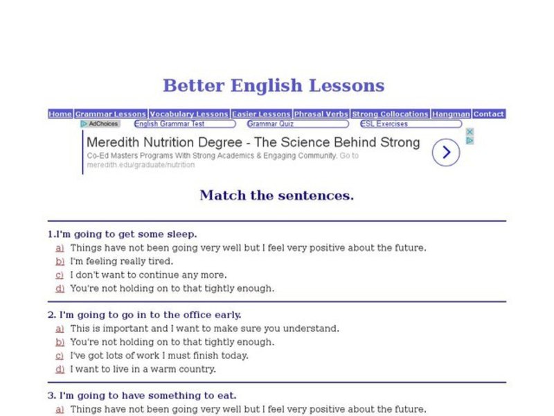 ESL Sentence Match Up Interactive