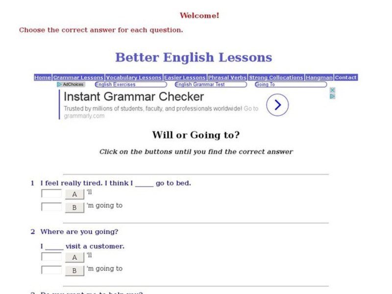 Will or Going to? Interactive