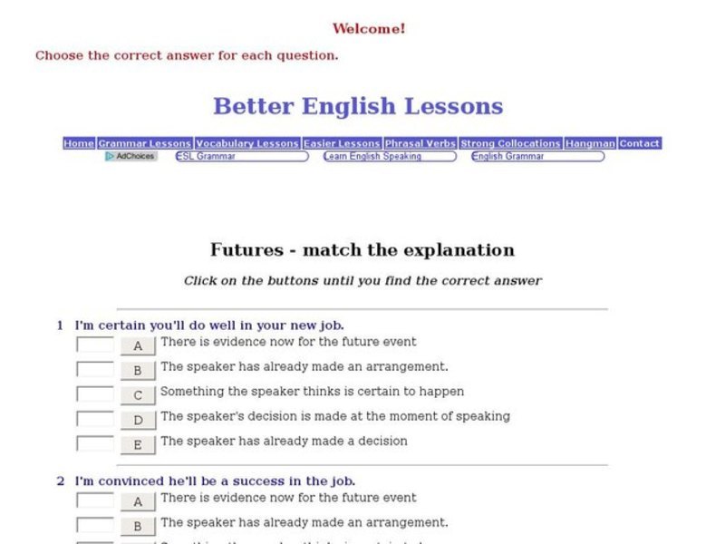 ESL: Matching Explanations-Futures Interactive