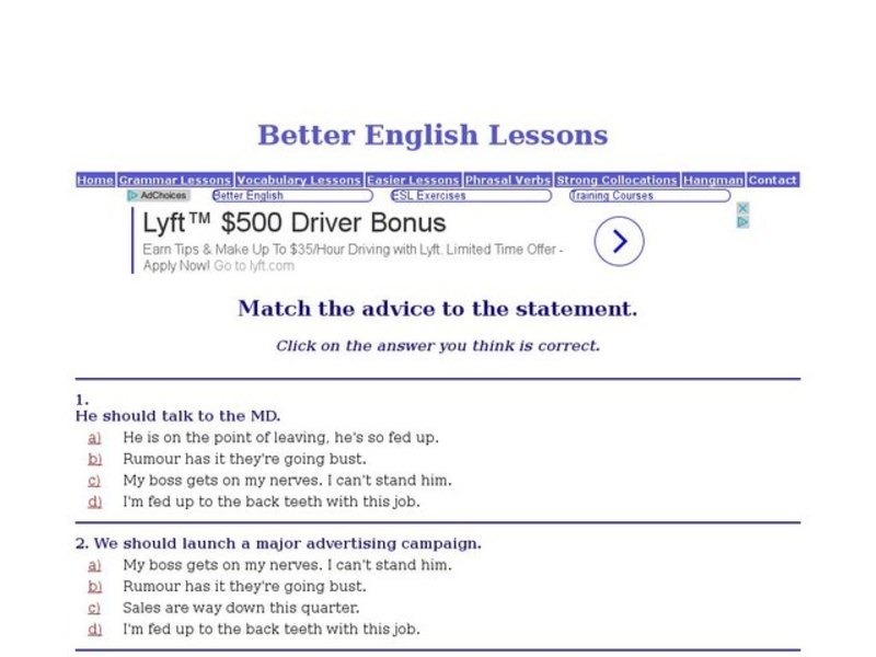 ESL: Match Advice to Statement Interactive