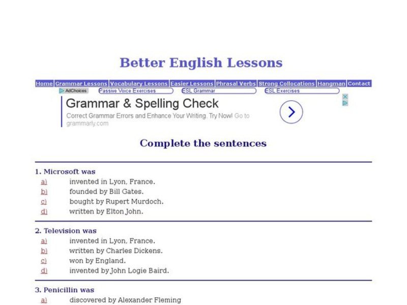 ESL: Complete the Sentences Interactive