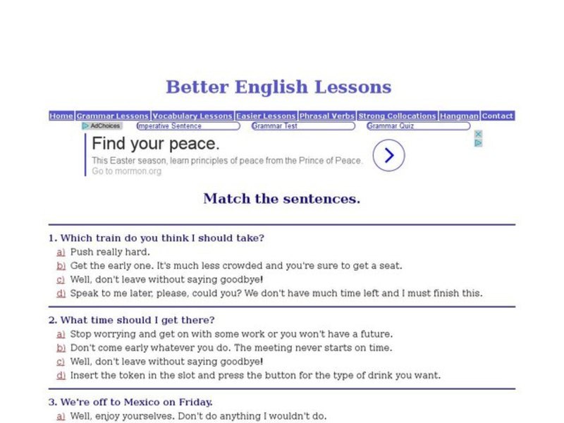 ESL: Match Sentences Interactive
