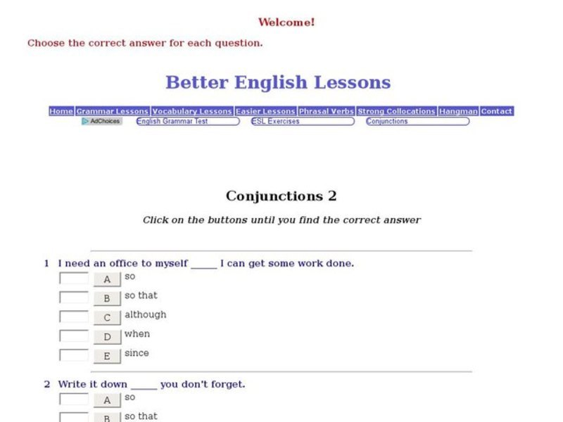 ESL: Conjunctions 2 Interactive