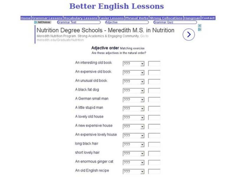 Adjective Order Interactive