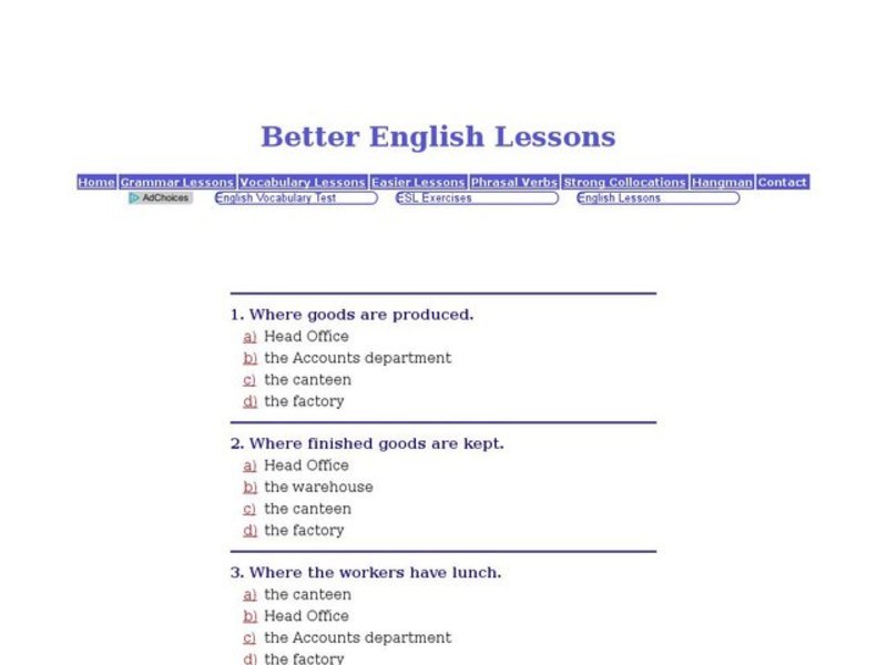 Word Usage:  Work Places Vocabulary Interactive