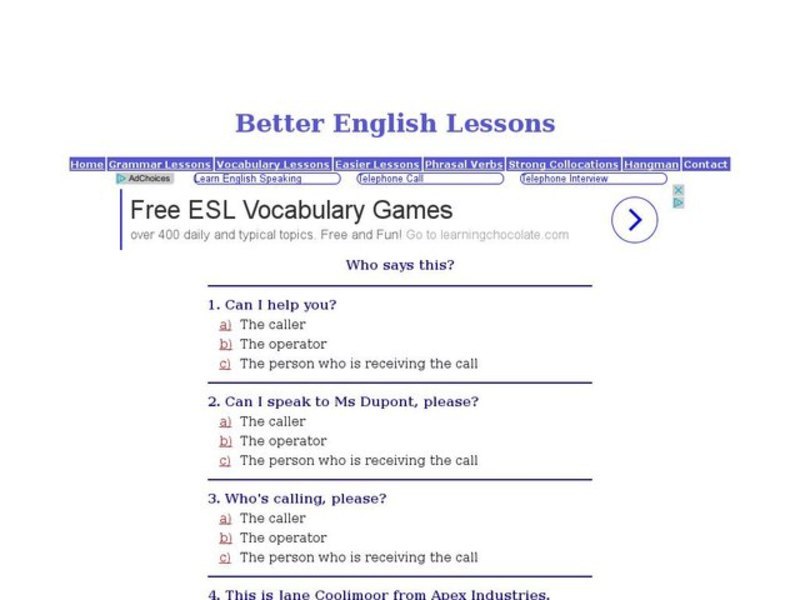 ESL: Phone Call Activity-Who Says This? Interactive