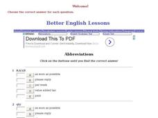 ESL: Abbreviations Activity Interactive