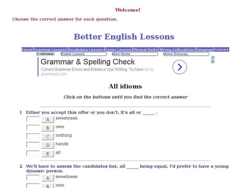 Better English Lessons: All Idioms Interactive