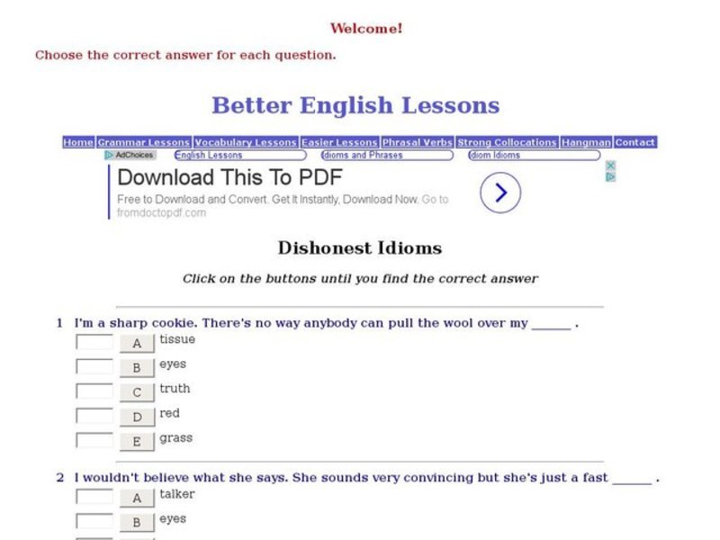 Dishonest Idioms Interactive