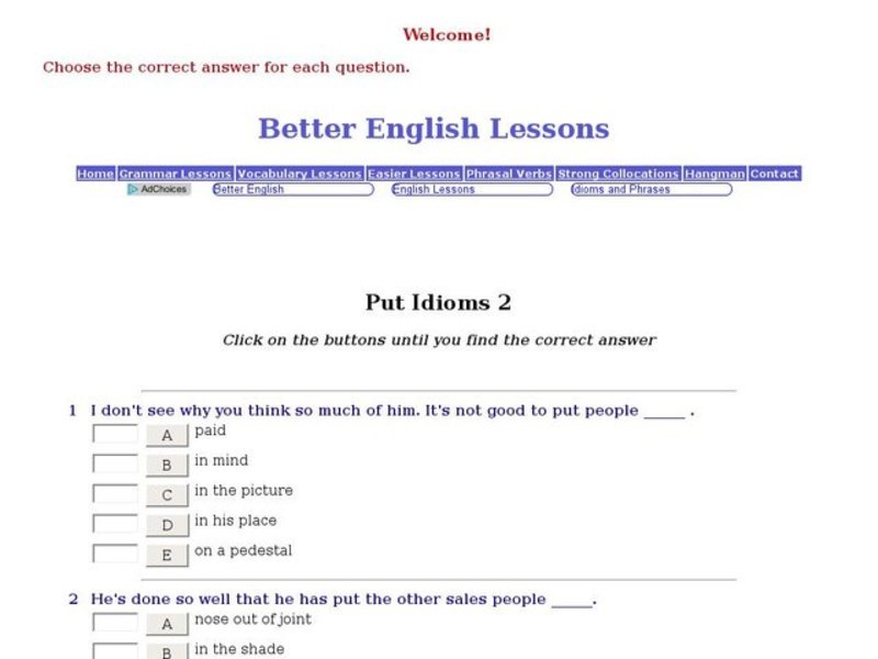 ESL: Idioms with "Put" Interactive