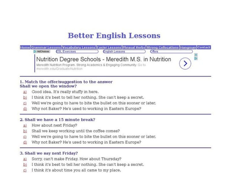 ESL-Match the Offer/Suggestion to the Answer Interactive