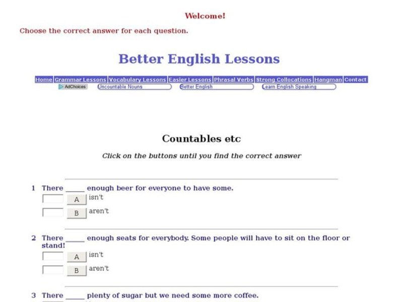 Better English Lessons: Countables Interactive