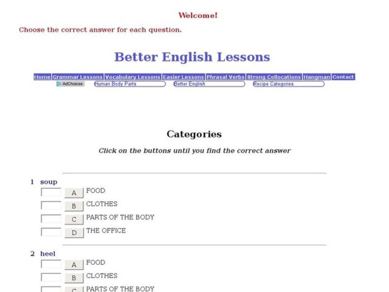 ESL: Categories Interactive