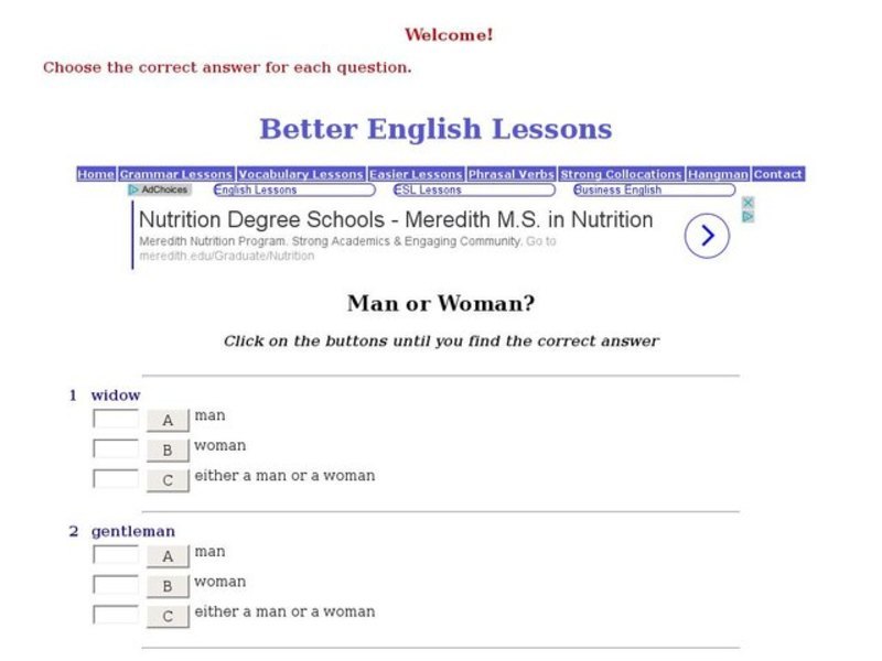 ESL: Man or Woman? Interactive