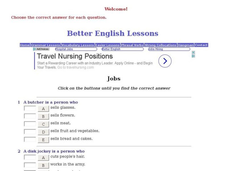 ESL: Jobs Activity Interactive
