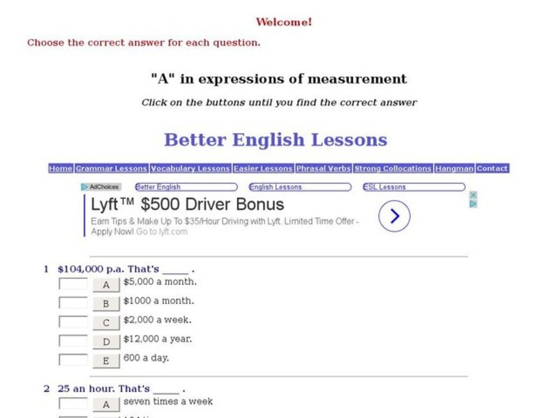"A" in expressions of measurement Interactive