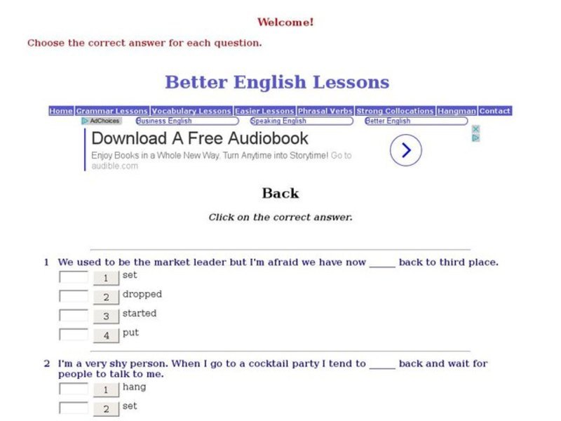 Better English Lessons: "Back" Interactive