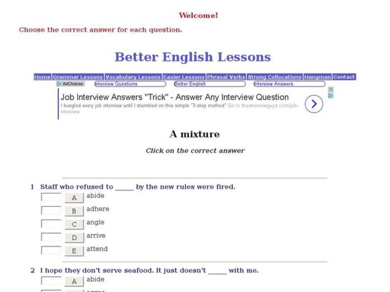 Better English Lessons: Vocabulary Skills 3, A Mixture Interactive