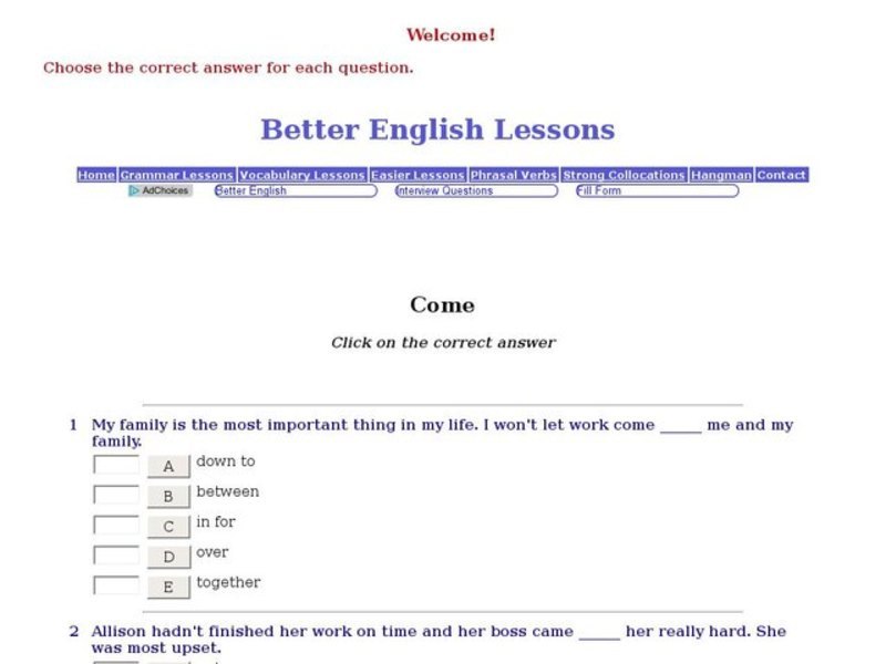 Better English Lessons:: Come Interactive