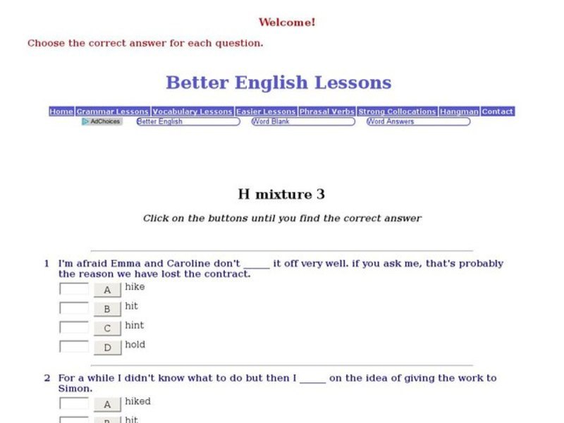 Word Usage:  Verbs Beginning With "H" Interactive
