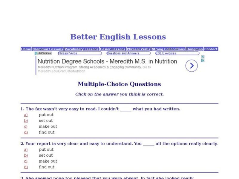 Word Usage:  Verb + "out" Interactive