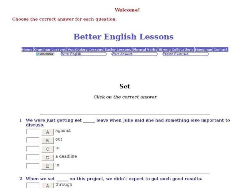 Better English Lessons: "Set" Interactive