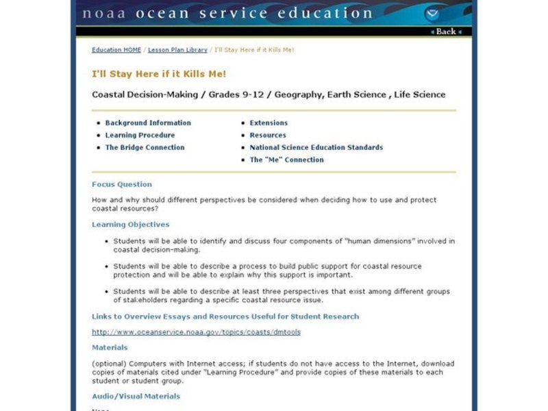 I'll Stay Here if It Kills Me! Lesson Plan