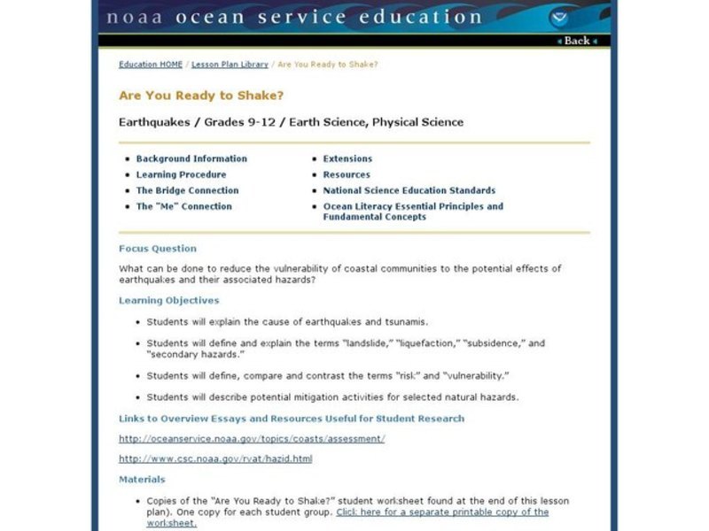 Are You Ready to Shake Lesson Plan