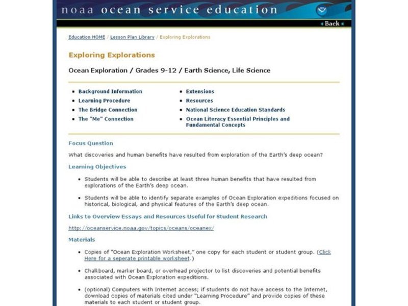 Exploring Explorations Lesson Plan