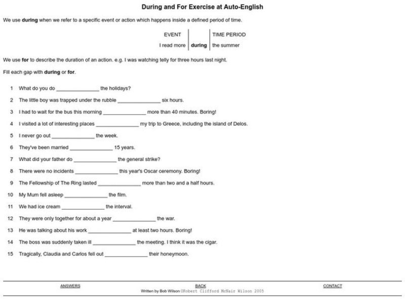 During and For Exercise Interactive