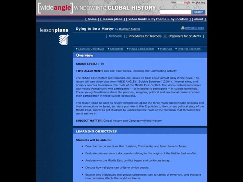 Dying to be a Martyr Lesson Plan