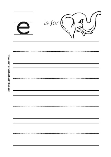 E is for Elephant Worksheet