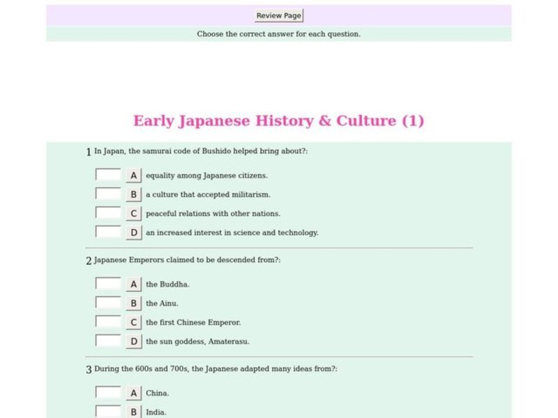 Early Japanese History & Culture (2) Interactive