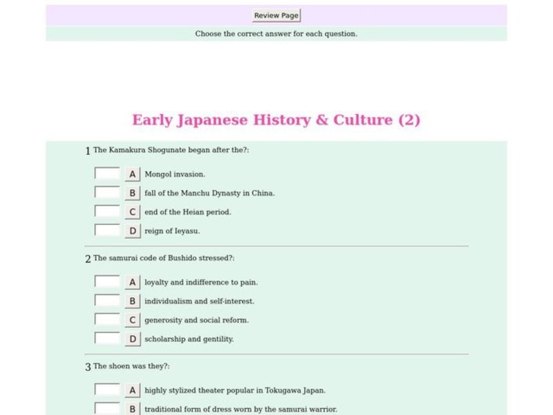 Early Japanese History & Culture (2) Interactive