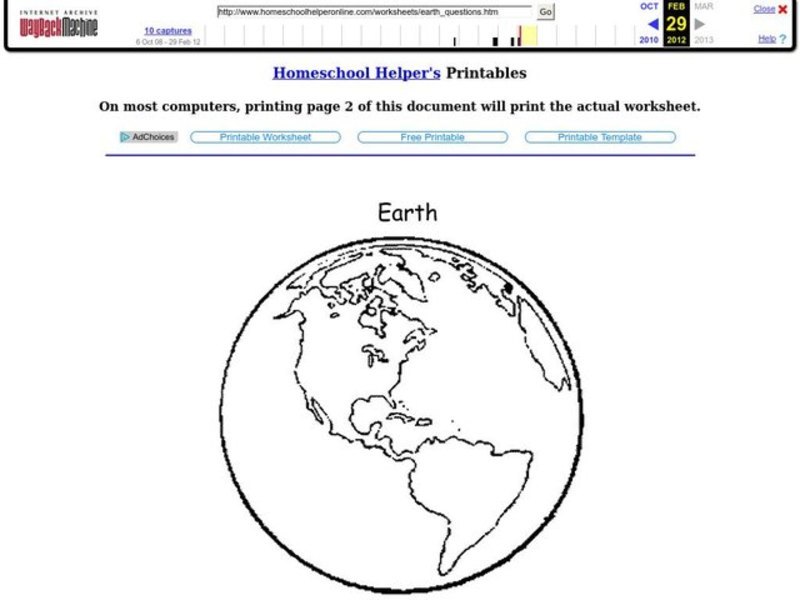 Earth Worksheet