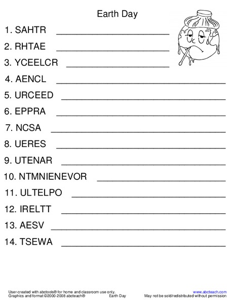 Earth Day Worksheet