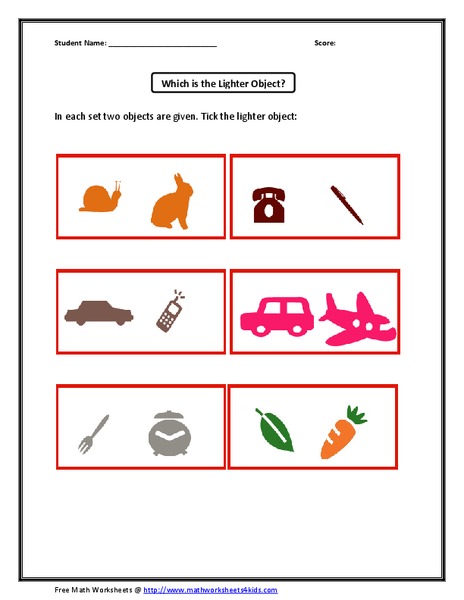 Which is the Lighter Object? Interactive