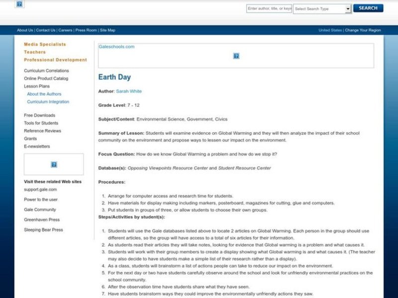 Earth Day Lesson Plan