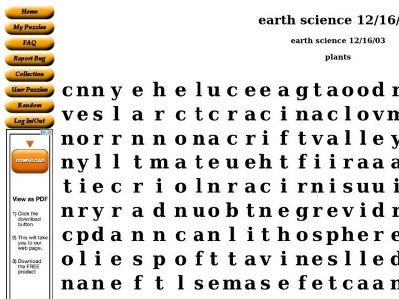 Earth Science Worksheet