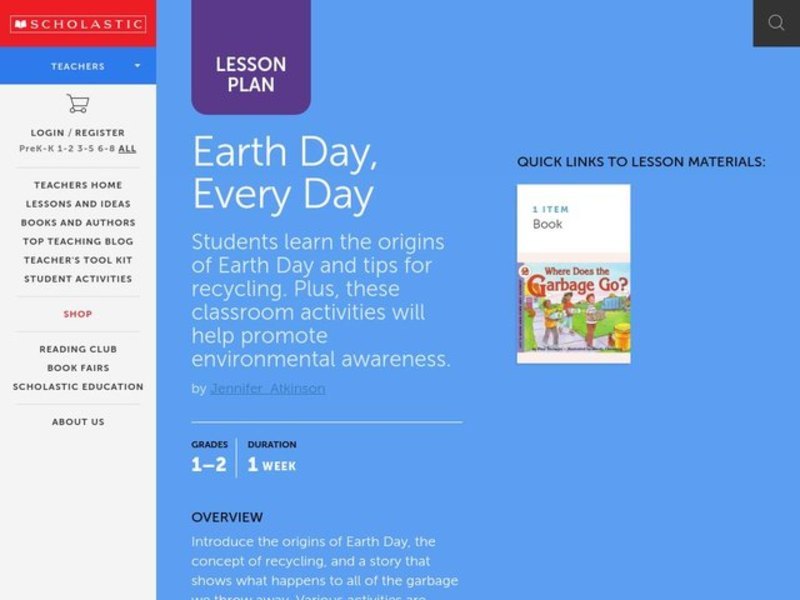 Earth Day, Every Day Lesson Plan