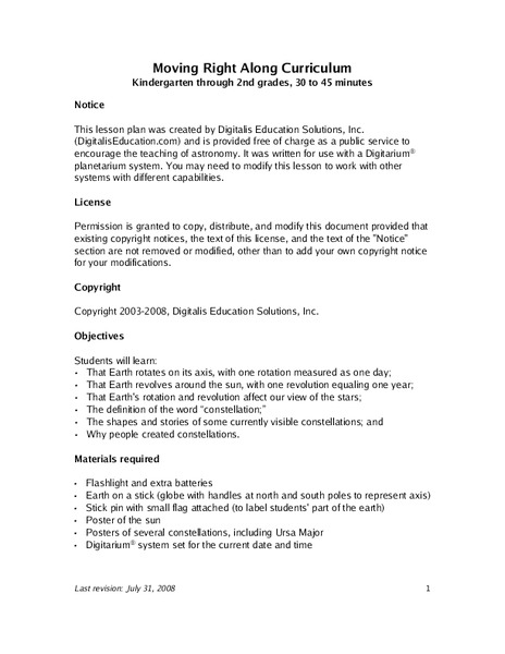 Earth's Rotation Lesson Plan