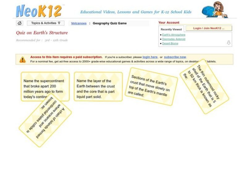 Earth's Structure Quiz Interactive