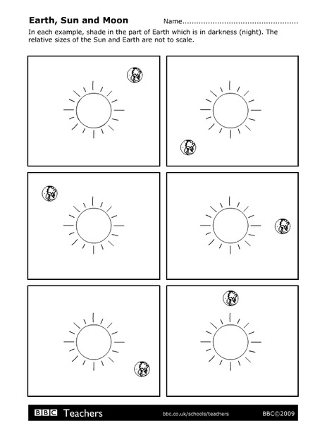 Earth, Sun, and Moon Worksheet
