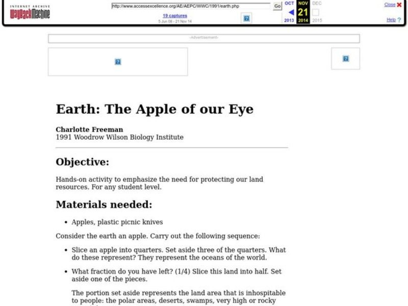 Earth: the Apple of Our Eye Lesson Plan