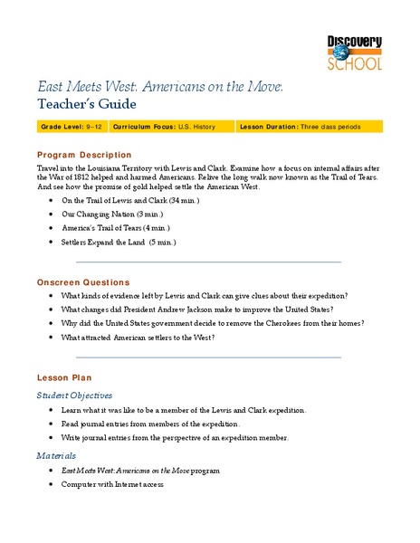 East Meets West: Americans on the Move Lesson Plan