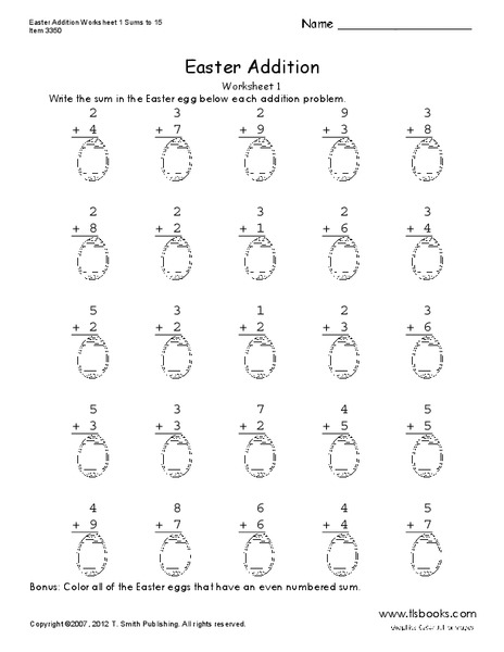 Easter Addition Lesson Plan