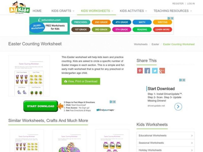 Easter Counting Worksheet Worksheet