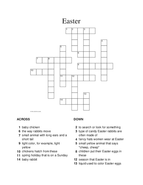 Easter Crossword Puzzle Worksheet