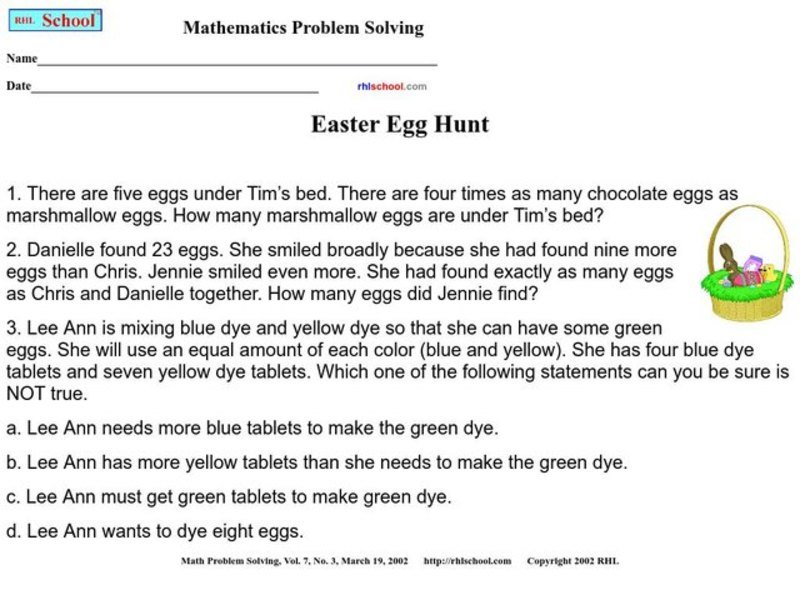 Easter Egg Hunt Worksheet